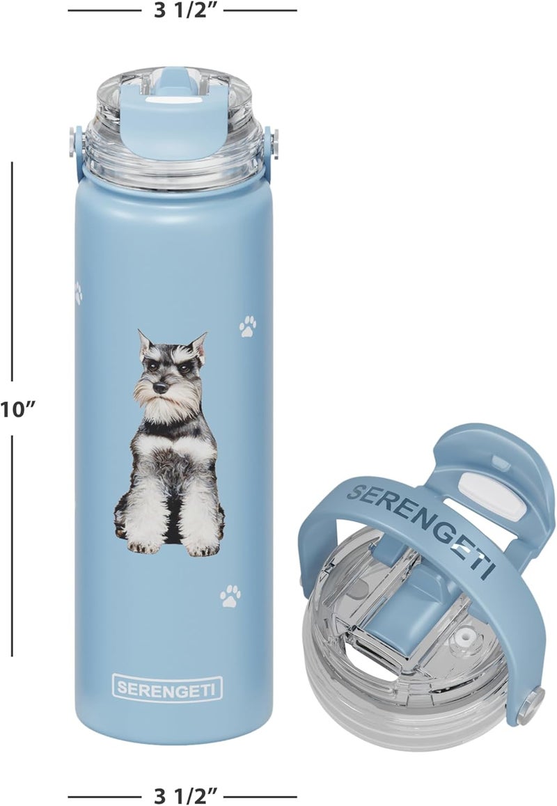 ES Pets SERENGETI 24 Oz Water Bottle Stainless Steel with Spill Proof Lid - Double walled Vacuum Insulated water flask - Realistic 3D Print of your favorite dog (Schnauzer) - Image 5